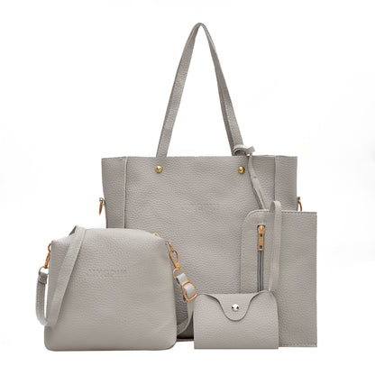 Litchi Pattern Women's Shoulder Bag Set