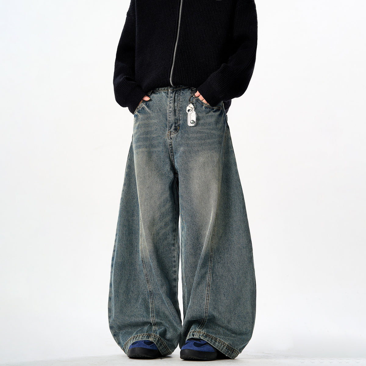Washed Denim Baggy Pants
