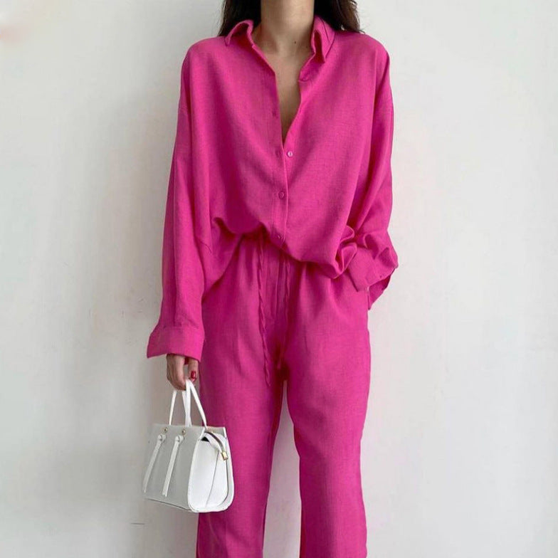 Summer European and American women's clothing temperament commuting loose shirt fashion casual suit