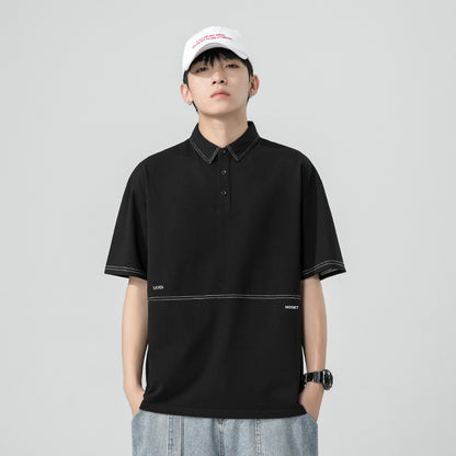 Summer stand up collar short sleeved polo shirt for boys and teenagers