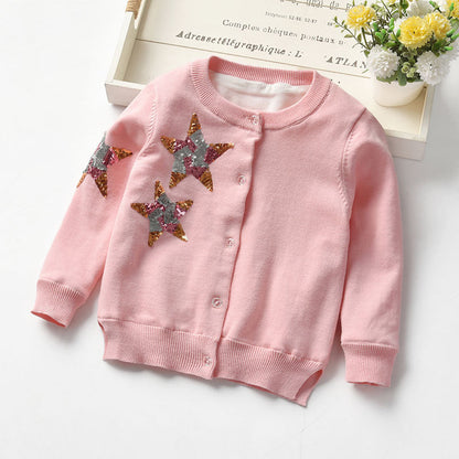 Kinder vest met pailletten sterren