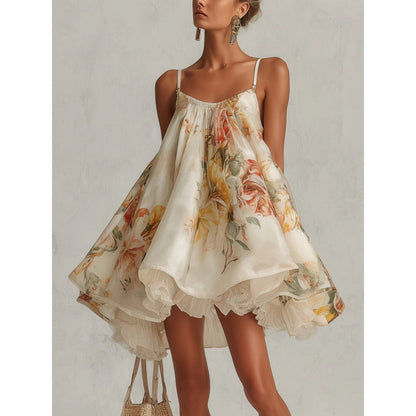 Onregelmatige feestjurk met bloemenprint voor dames