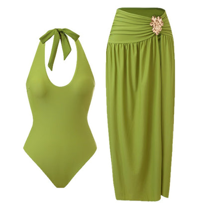 Womens Two-Piece Swimsuit with Slit Dress