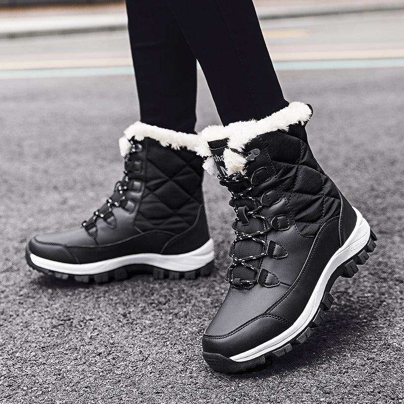 Women Fleece Lined Winter Snow Boots High Top Warm Cotton Shoes