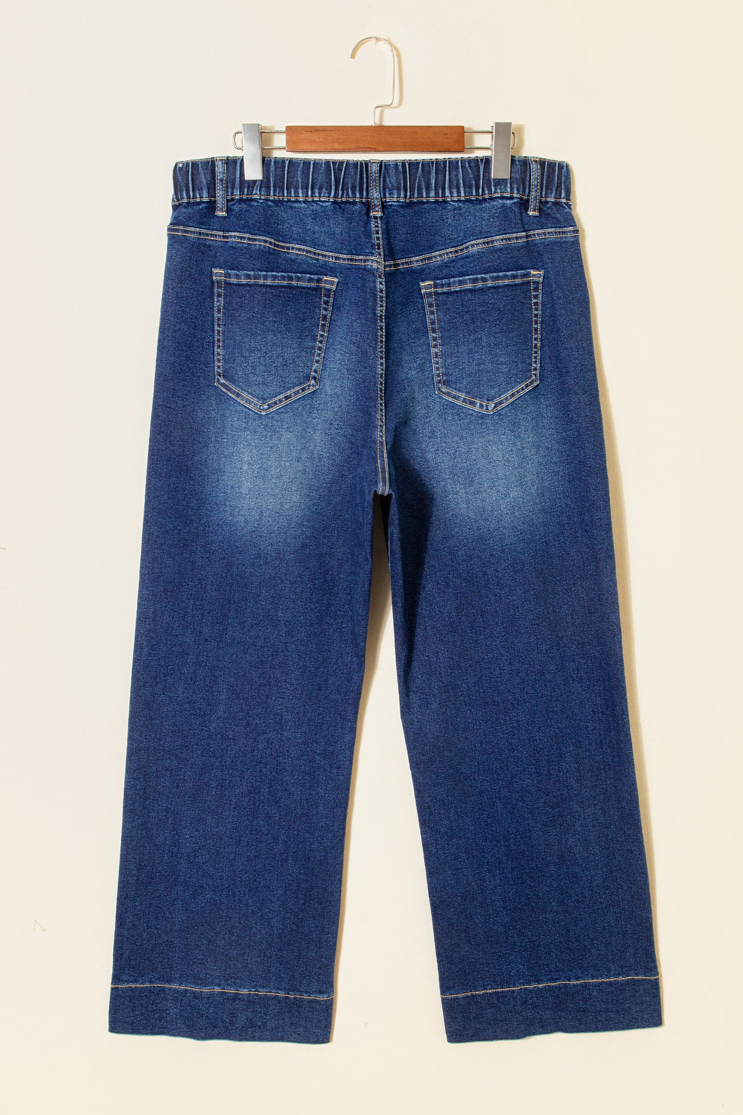 Jeans met acid wash-effect en vetersluiting plus size