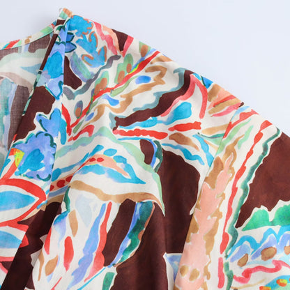 Summer European and American New Fashionable Knot Printed Dress
