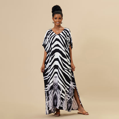 Loose-Fitting Rayon Beach Cover-Up Dress