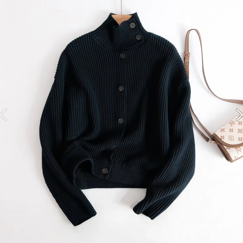 Womens High Neck Knitted Cardigan