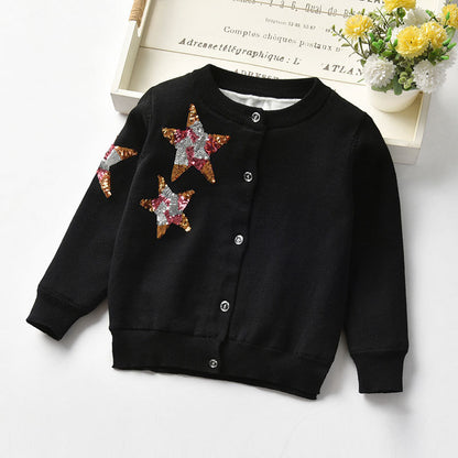 Kinder vest met pailletten sterren