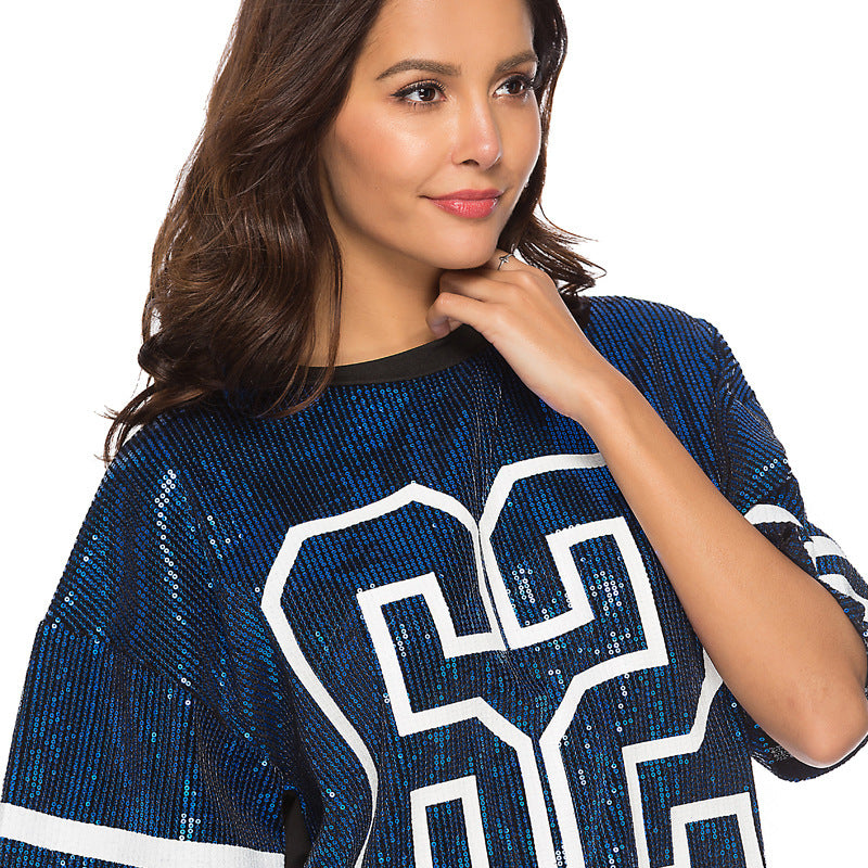 Casual los Shirt-jurk met pailletten