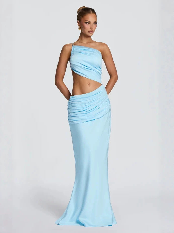 Slim-Fit Hollow-Out Waist Long Dress