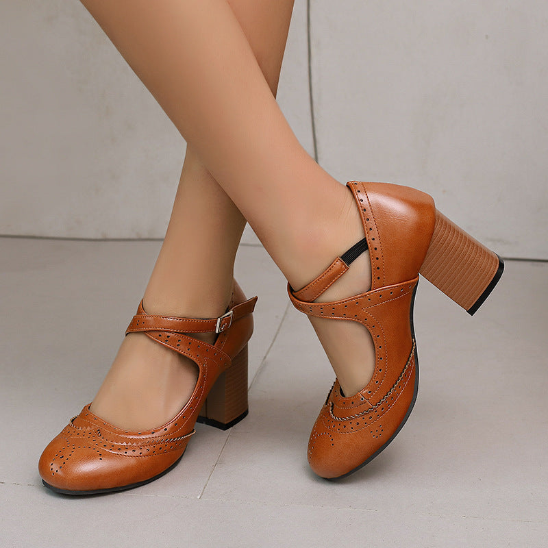 Cross Buckle Burned Shoes