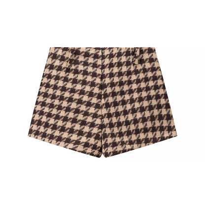 Xiaoxiangfeng plaid top+shorts set