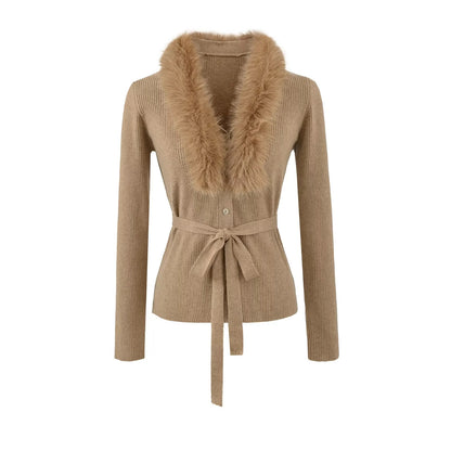 French Style V-Neck Wool Cashmere Knit Cardigan