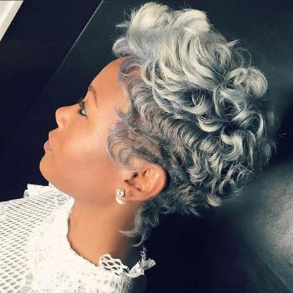 Amerikaanse korte krullende synthetisch pixie cut wig