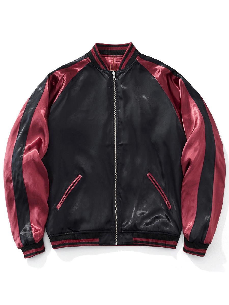 Chinese-style embroidery can be applied to reversible baseball jackets
