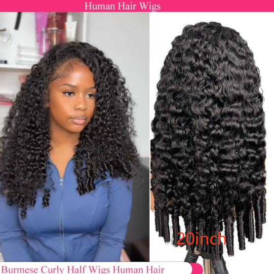 Half Wig Machine-Made 3-in-1 Burmese Curly