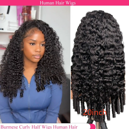 Half Wig Machine-Made 3-in-1 Burmese Curly