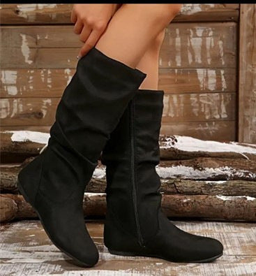 Women's Side Zipper Round Toe Boots