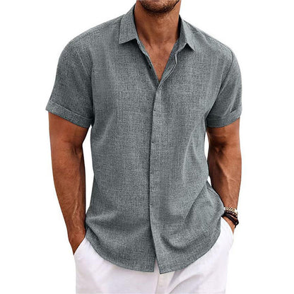 Mens Linen Short Sleeve T-Shirt Casual Shirt