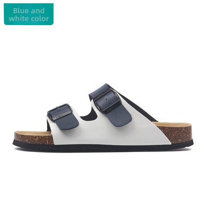 Buckle Flats Cork Slippers
