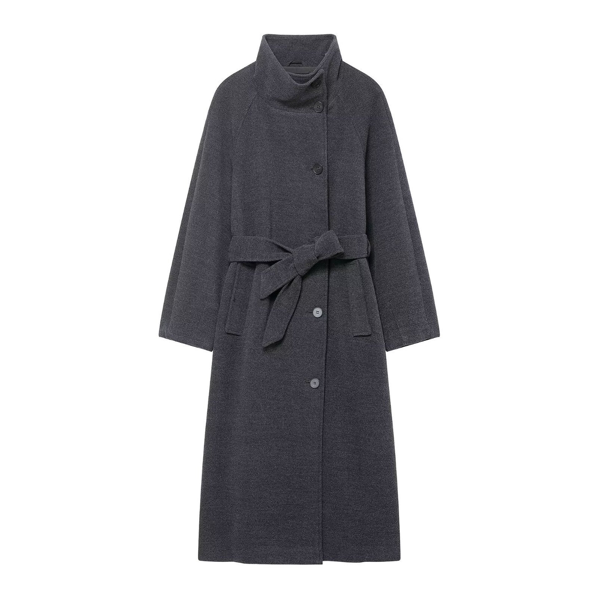 Womens Stand Collar Belted Coat