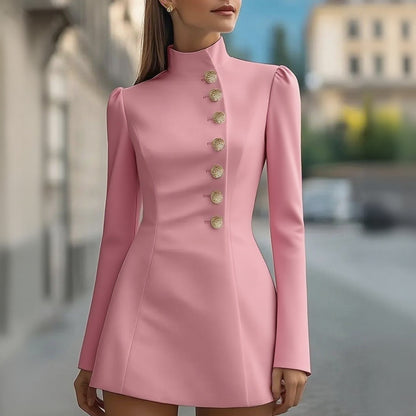 Elegant Solid Color Short Sleeve Dress