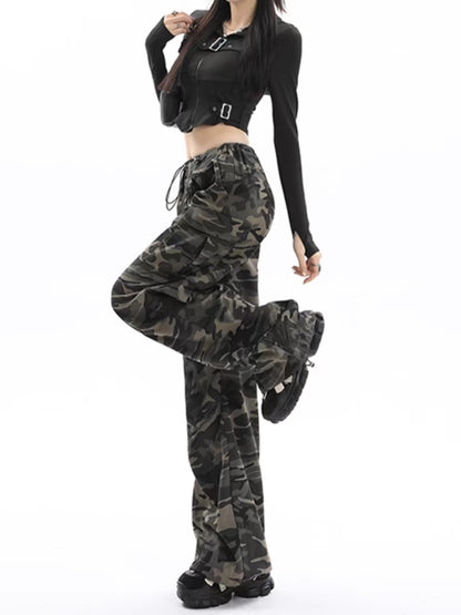 Camouflage High Waisted Wide Leg Pants