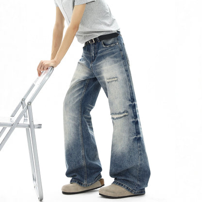 Street Style Washed Distressed Denim Pants