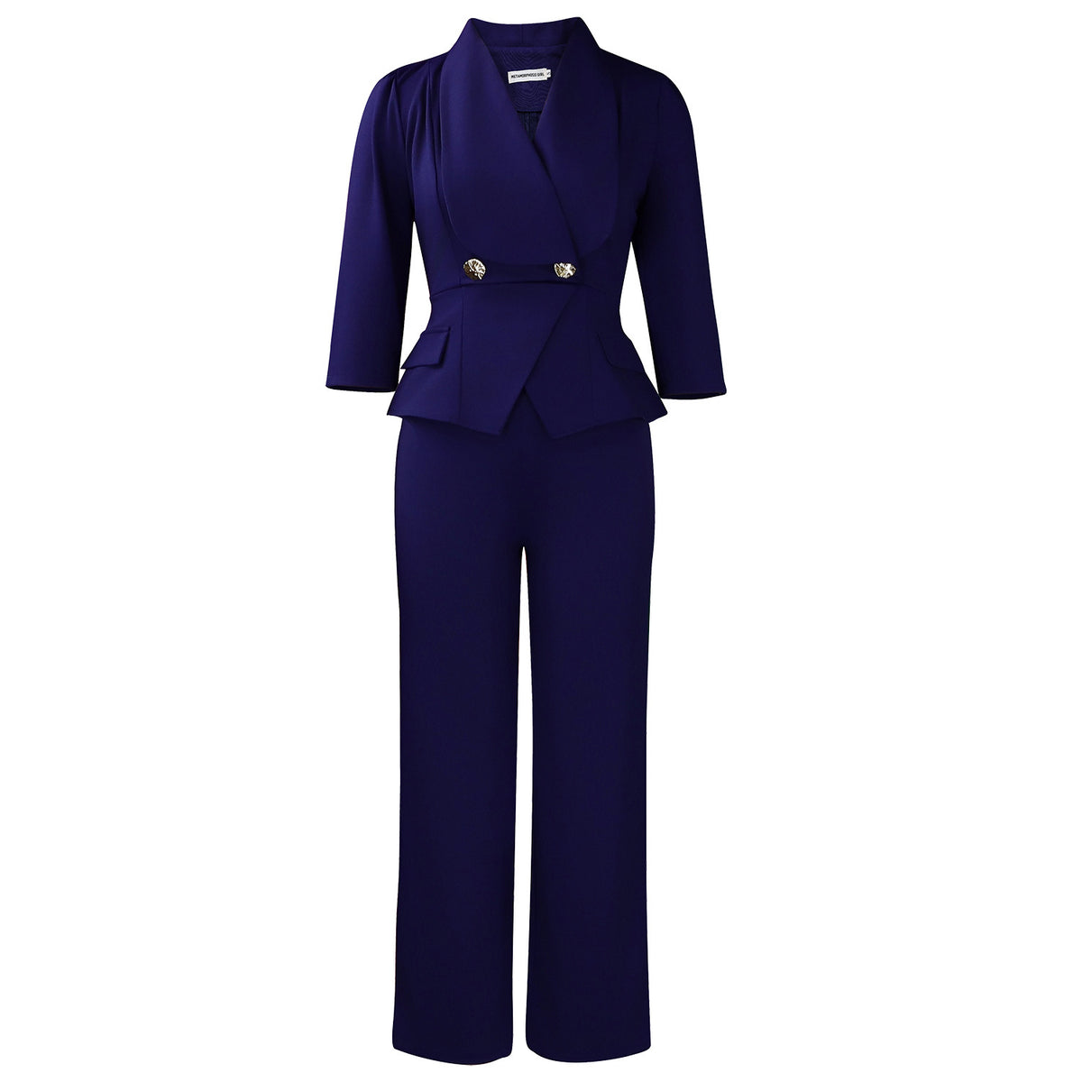 Womens Suit Collar Wide Leg Jumpsuit