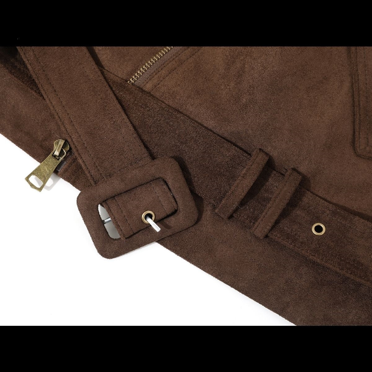 Vintage Suede Fleece-Lined Short Leather Jacket for Women