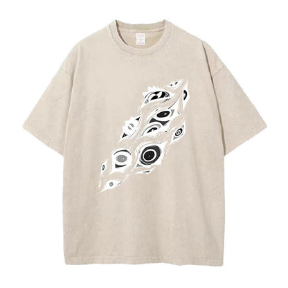 Summer New Anime Chainsaw Man Printed T-Shirt Summer Cotton Washed Vintage Short Sleeve Top