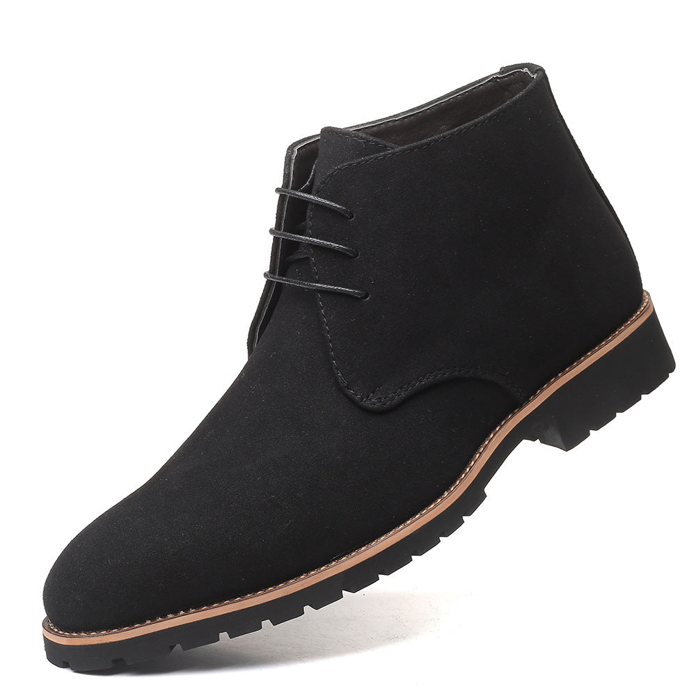 Mens Pointed Toe Leather Martin Boots