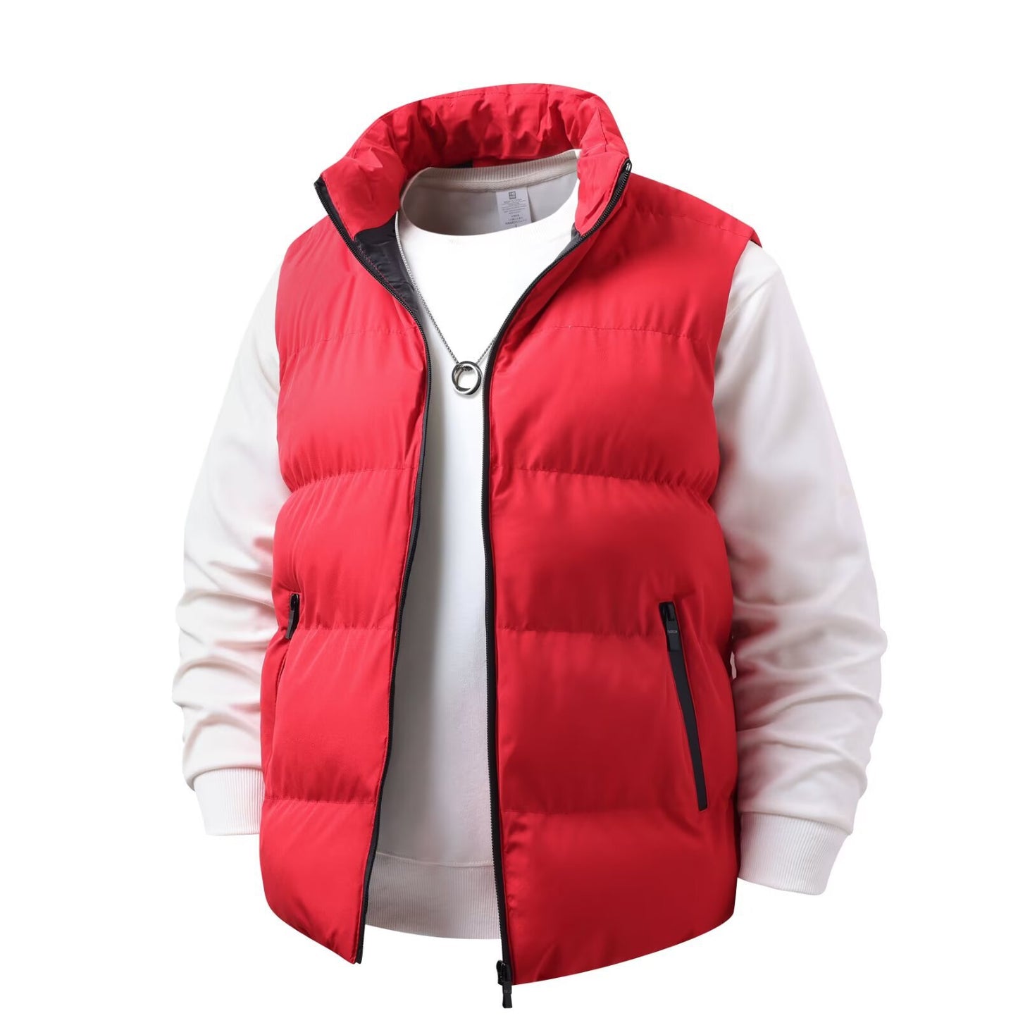 Style Simple Solid Color Fleece-Lined Warm Loose Fit Men's Vest