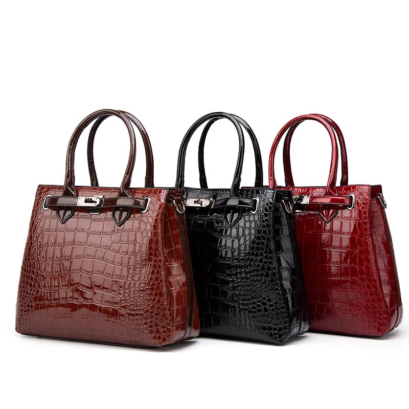 2-delige designertas van PU-leer en krokodillenprint