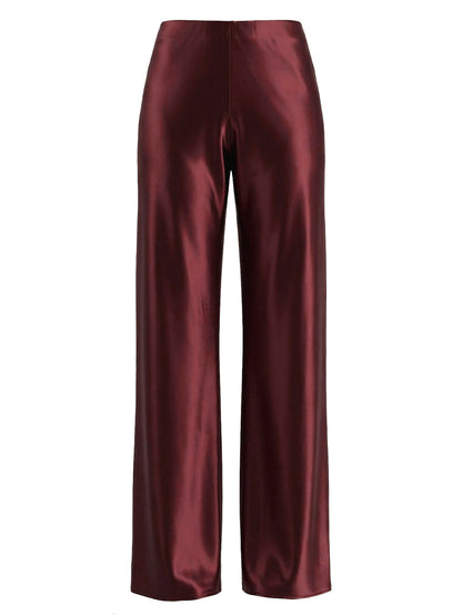 Women's High-Waisted Satin Wide Leg Long Pants with Elastic Waist
