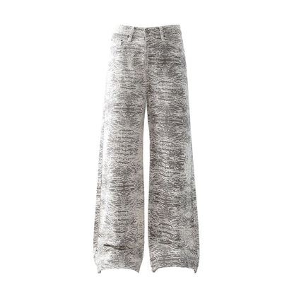 Retro Bootcut Denim Jeans with Snake Pattern