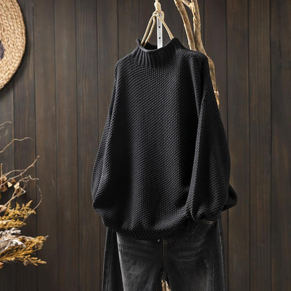 Womens Vintage Half Turtleneck Oversized Sweater