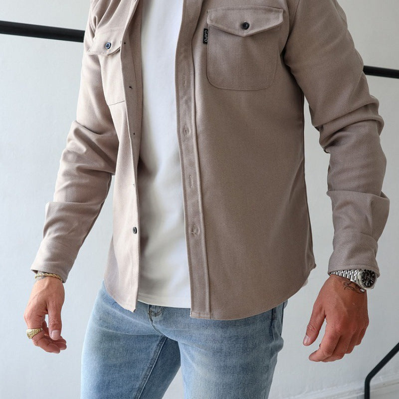 Men's Casual Long Sleeve Slim Fit Cotton Shirt