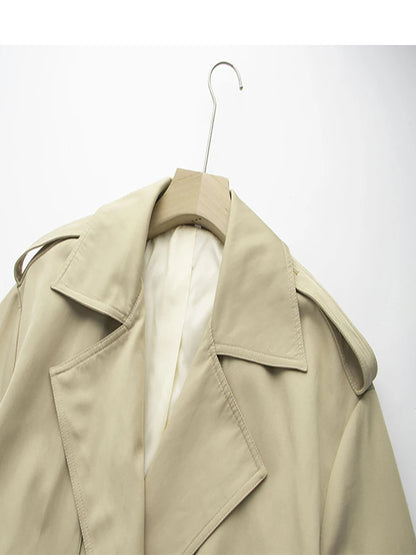 HIGH STREET Designer Elegante Dubbelbreasted Trenchcoat Met Zakken En Ceintuur