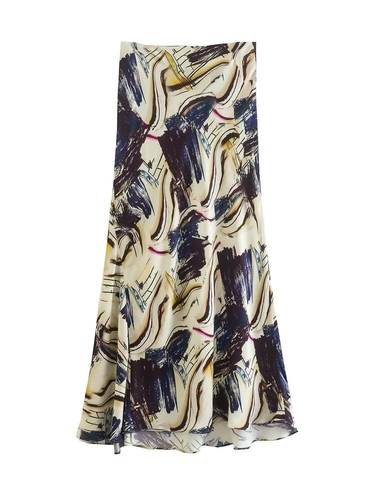 Women Elegant Skiet Sets Summer Fashion Asymmetrical One Shoulder Blouse+Mid-Calf Skirts Casual Street Outwear