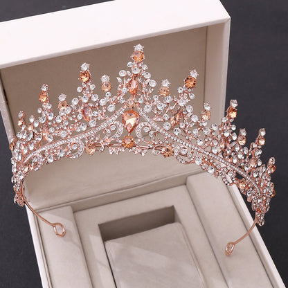 New Wedding Crown Headwear Bride's Magnificent European and American Luxury Rhinestone Wedding Dinner Wedding Style Crown