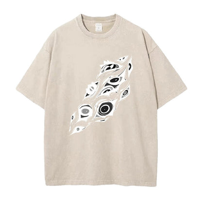 Summer New Anime Chainsaw Man Printed T-Shirt Summer Cotton Washed Vintage Short Sleeve Top