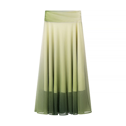 Gradient printed top+skirt set