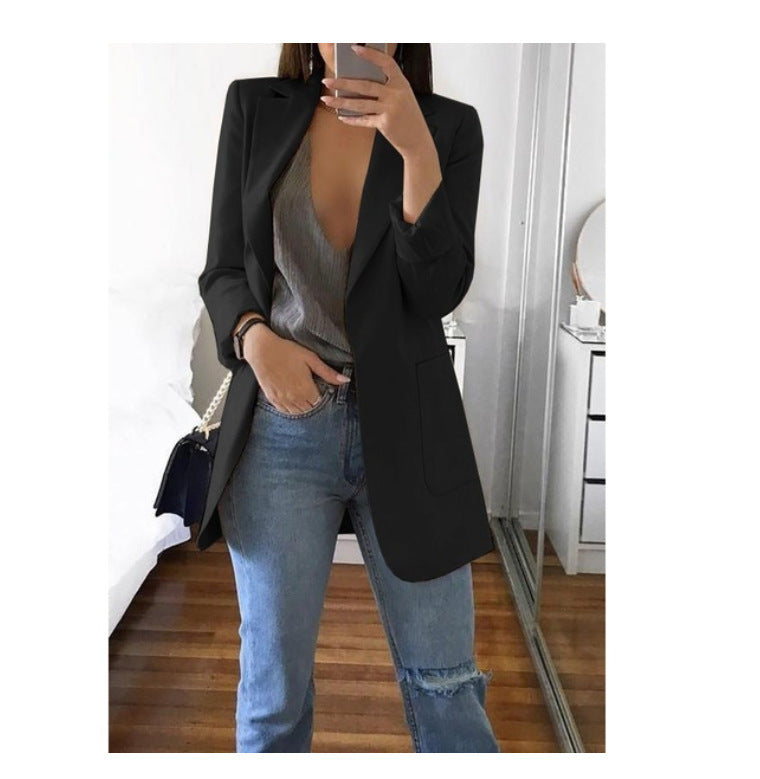 European and American fashion collar slim fit cardigan temperament suit jacket for women