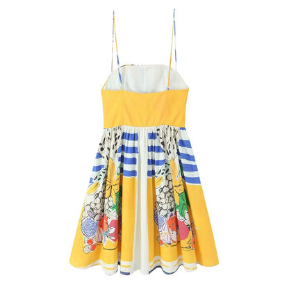 Zomerse met fruitprint klassieke en veelzijdige chiffonjurk