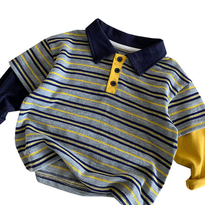 Children's Long Sleeve T-Shirt SPolo Collar Basic Top
