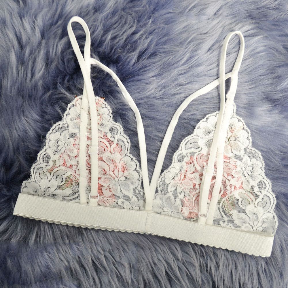 Women Sexy Embroidered Flowers Lingerie Dress Deep V-neck Bikini Women's Bralette Bra Tops Summer unpadded bra