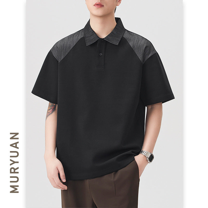 Poloshirt met retro kraag en kleurblokkendesign voor heren