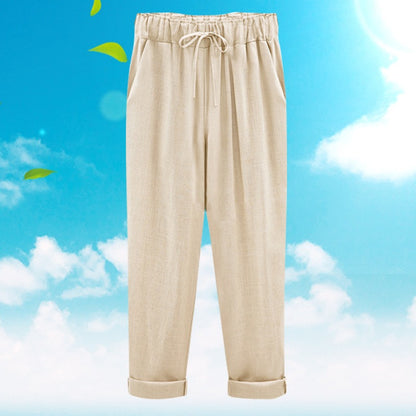 Autumn new pants women's cotton and linen cropped pants
